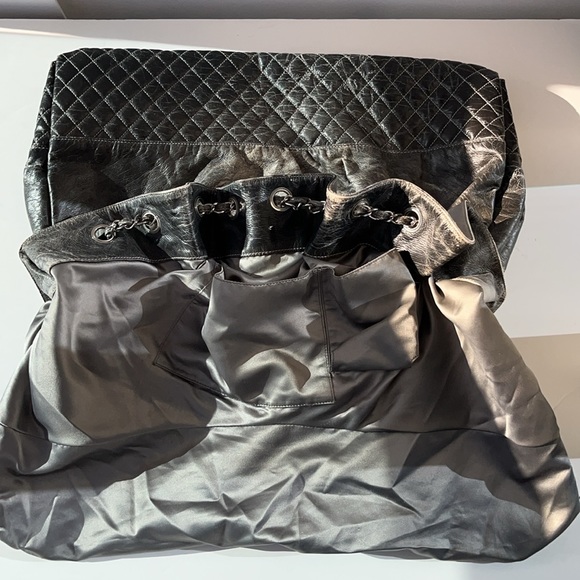 Authentic Chanel Melrose Degrade Cabas Gray Ombre Drawstring Chain XL Tote Bag - Picture 11 of 16